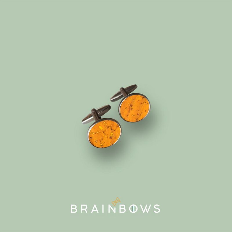 stainless steel CUFFLINKS with cork fabric