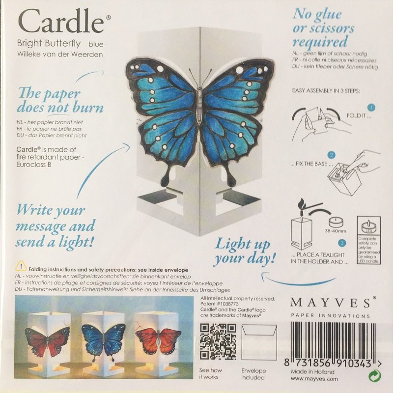 CARDLE Butterfly Blue (Bright Butterfly) - Portavelas Tarjetas de felicitación