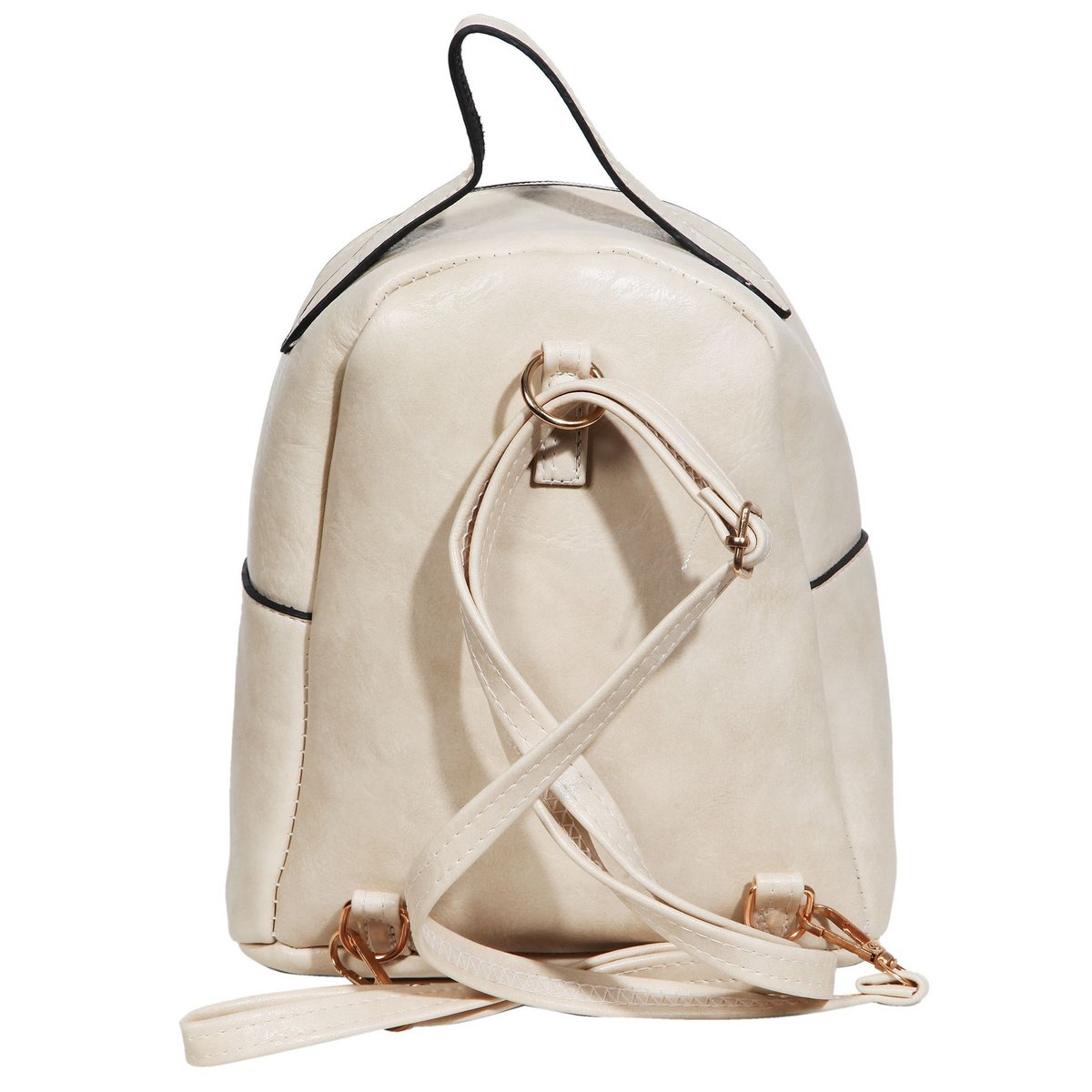 Sac à dos femme en simili cuir, blanc, longueur : 21,5 cm / largeur : 19,0 cm / épaisseur : 8,0 cm
