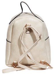 Women's backpack made of imitation leather, white, length: 21.5 cm / width: 19.0 cm / thickness: 8.0 cm