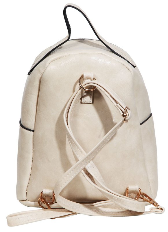 Women's backpack made of imitation leather, white, length: 21.5 cm / width: 19.0 cm / thickness: 8.0 cm
