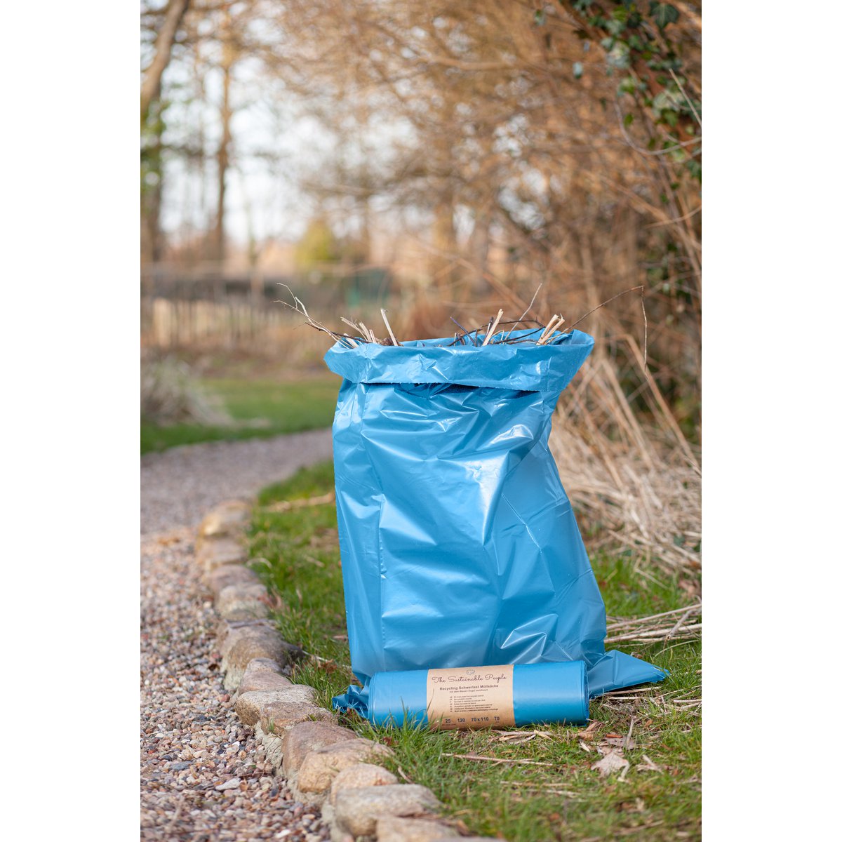 Recycled Heavy-Duty Garbage Bags 120l, 70 µm, blue