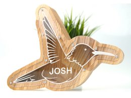 Wooden Piggy Bank Hummingbird