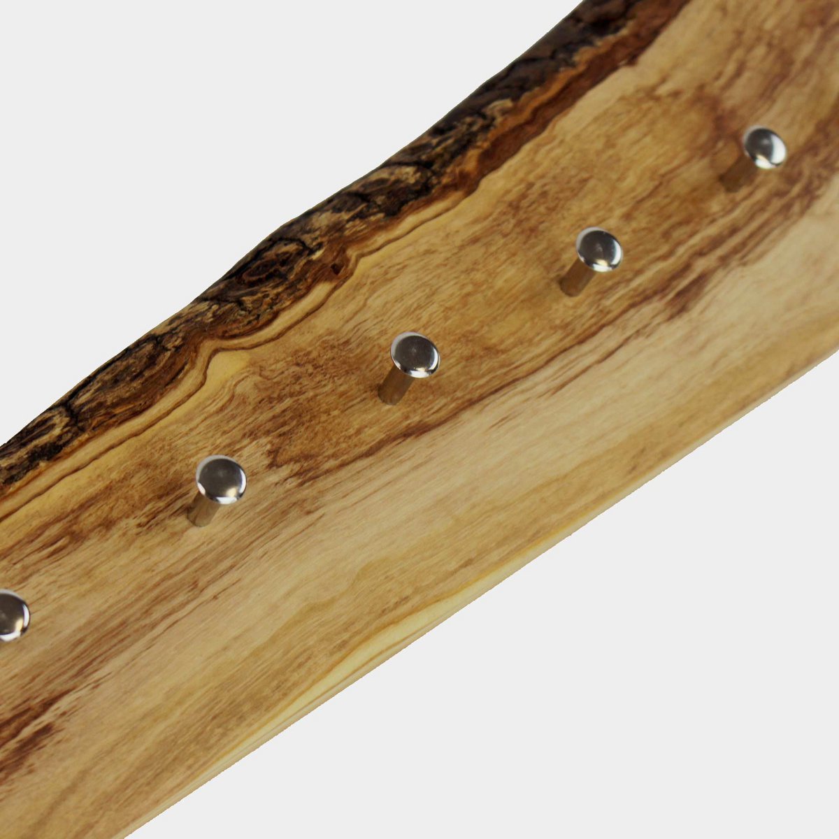 Key holder made of olive wood with bark