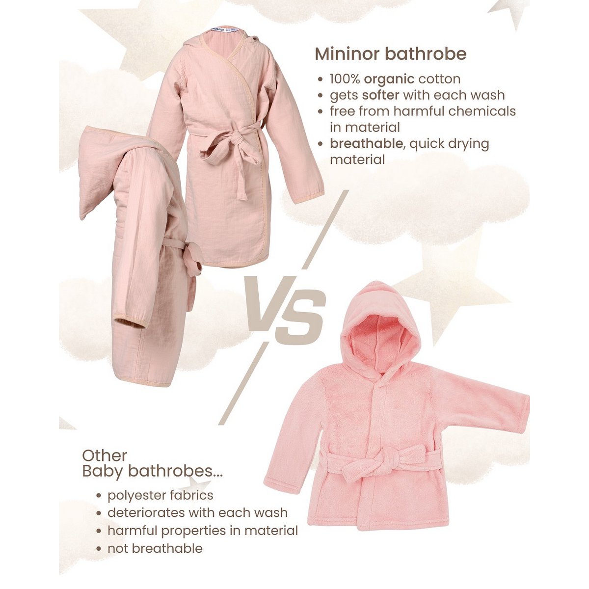 Organic Muslin Cloth Bathrobe 24-36 months (Peach)
