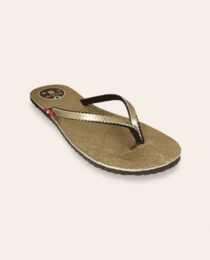 Tong / Flip Flop Leather BB Gold - Slippers with a gold leather upper, featuring a comfortable cotton lining and a durable rubber sole. Available in sizes 34/35, 36/37, 38/39, and 40/41.