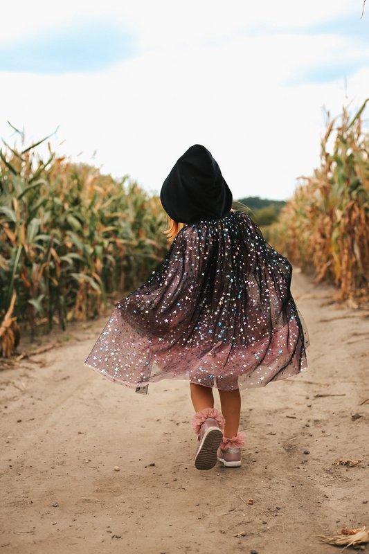 Magico mantello bifacciale per bambini "Stelle arcobaleno"