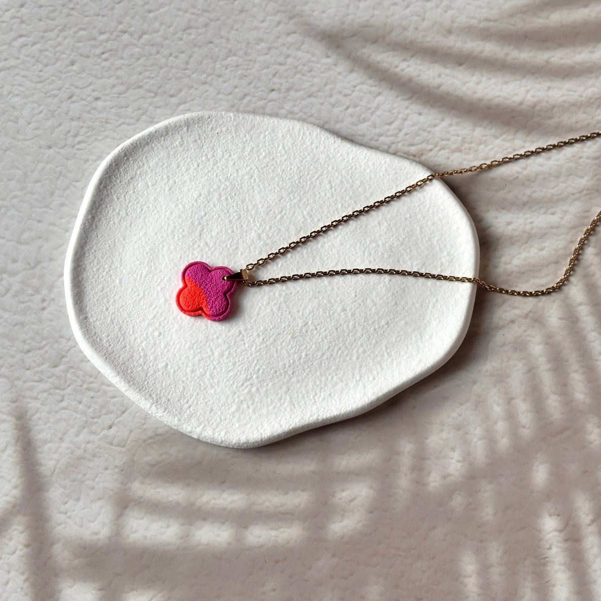 Amalfi - Artisan Orange and Fuchsia Four-leaf Clover Necklace