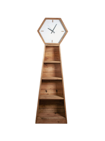 Boekenkast met klok 55 x 28 x 180 h cm