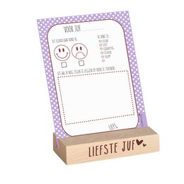 Ticket Stand With Fill -In Card - Dearth Teacher - Wood