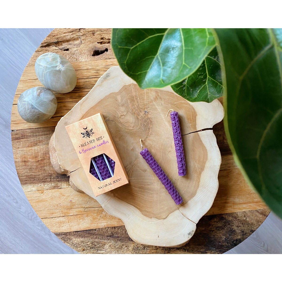 Pack of 6 'Purple' Beeswax Spell Candles