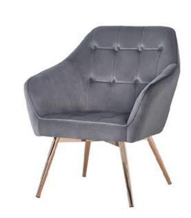 POLYESTER ARMCHAIR METAL 74X74X90 VELVET DARK GRAY MB207823