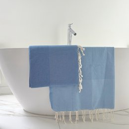 Telo Hammam Fouta Waffle - Bleu de Provence - 100x200cm