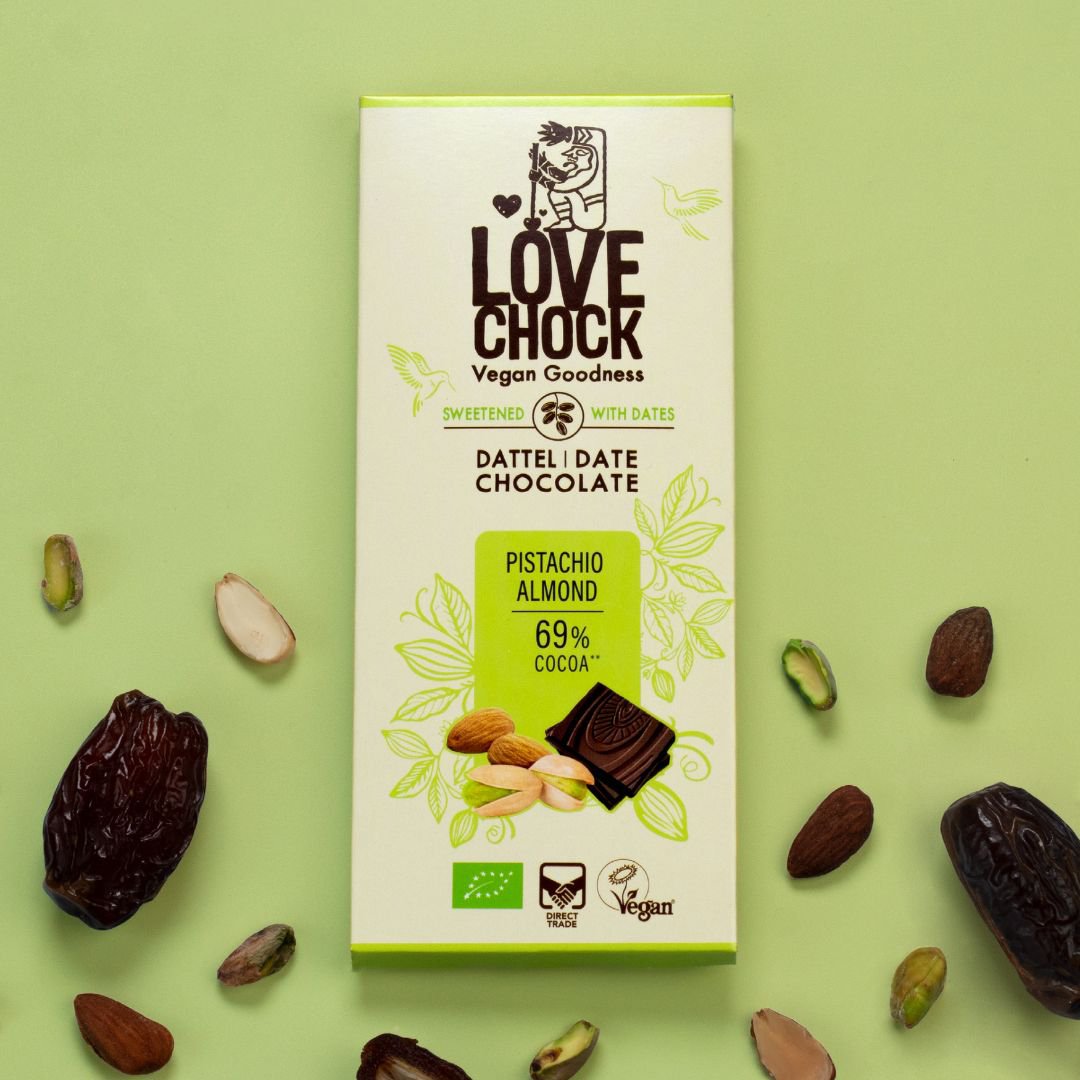 Pakke med dadelsødet chokolade - økologisk & vegansk