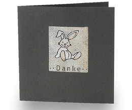 Timbre : lapin en peluche