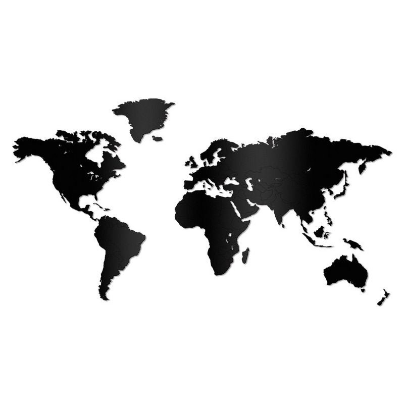 Wooden World Map - 10 Wood Types - Magnetic Hanging System