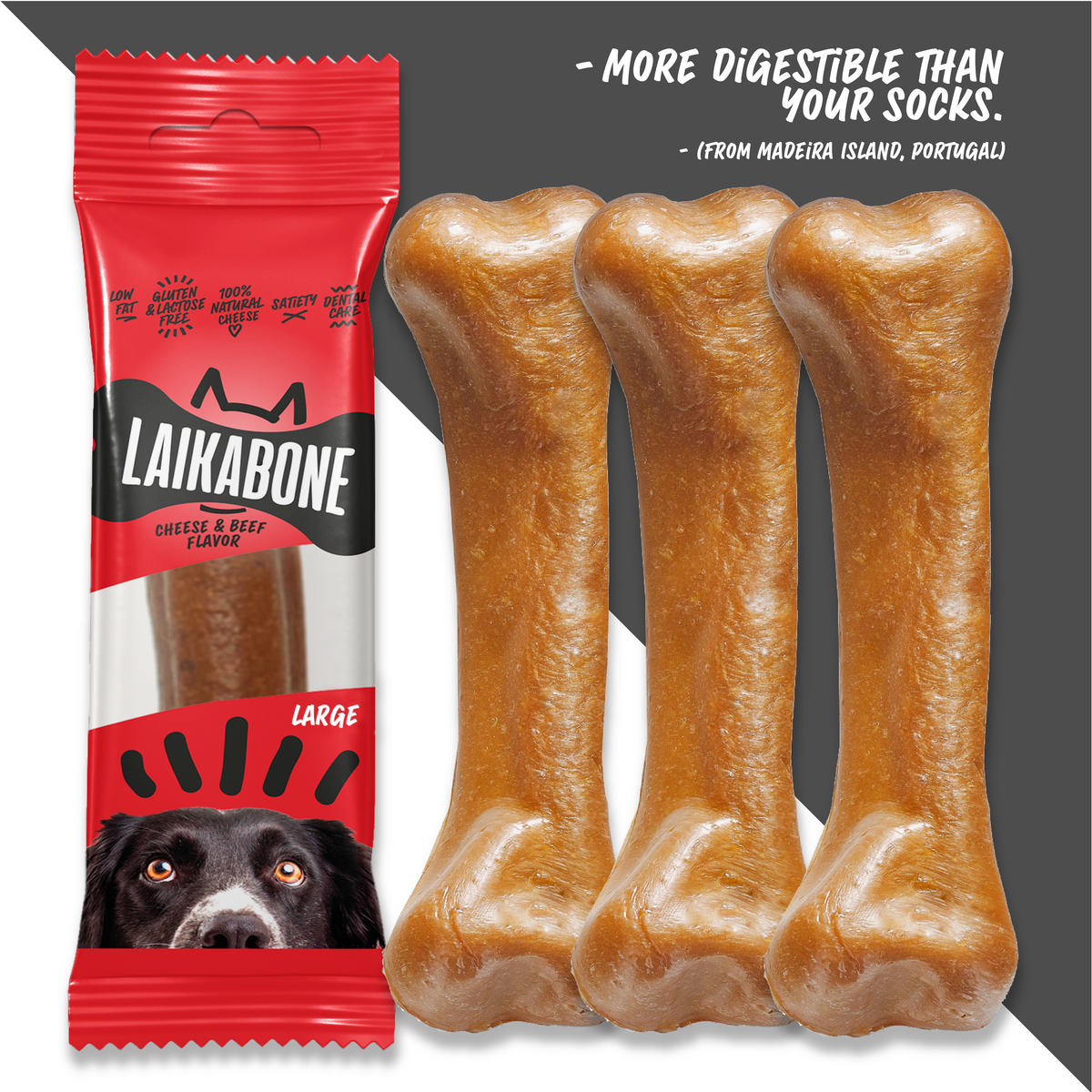 Laikabone Dog Dental Chew - Cheese & Beef (Box)