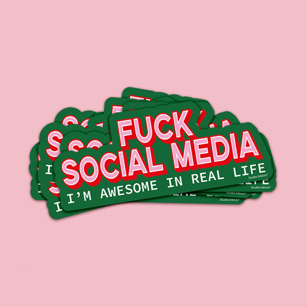 Sticker Fuck Social Media Jeg er fantastisk i det virkelige liv