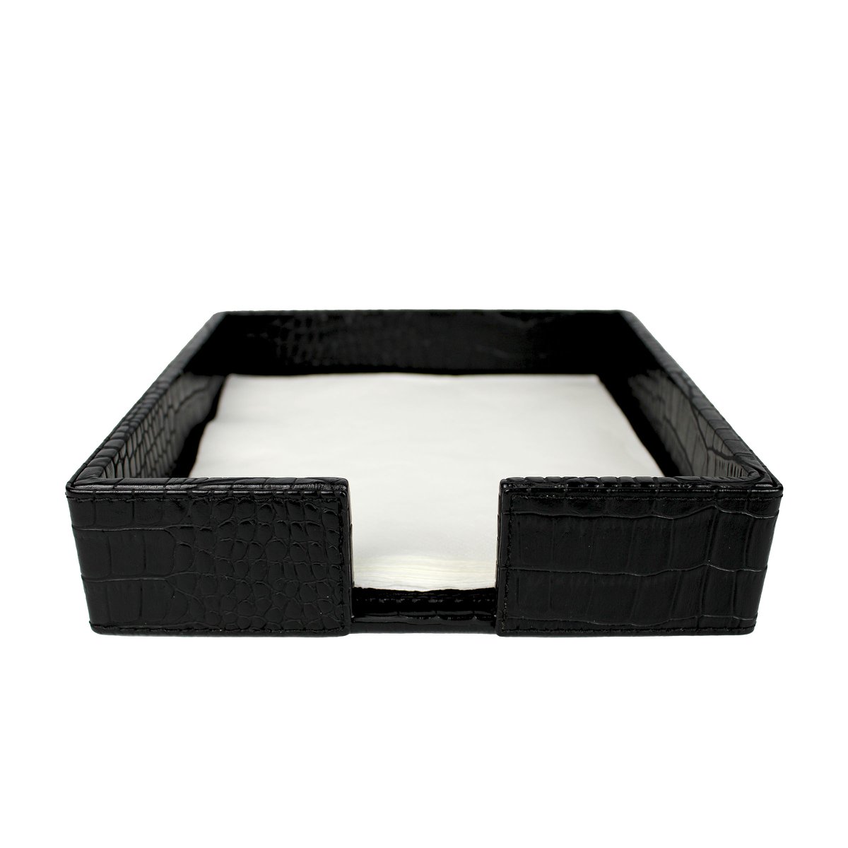 Soporte de servilleta cuadrado de cuero sintético de cuero de cuero negro