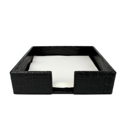 Soporte de servilleta cuadrado de cuero sintético de cuero de cuero negro