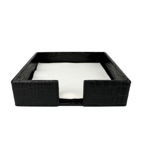 Serviettenhalter quadratisch Kunstleder Krokoleder schwarz