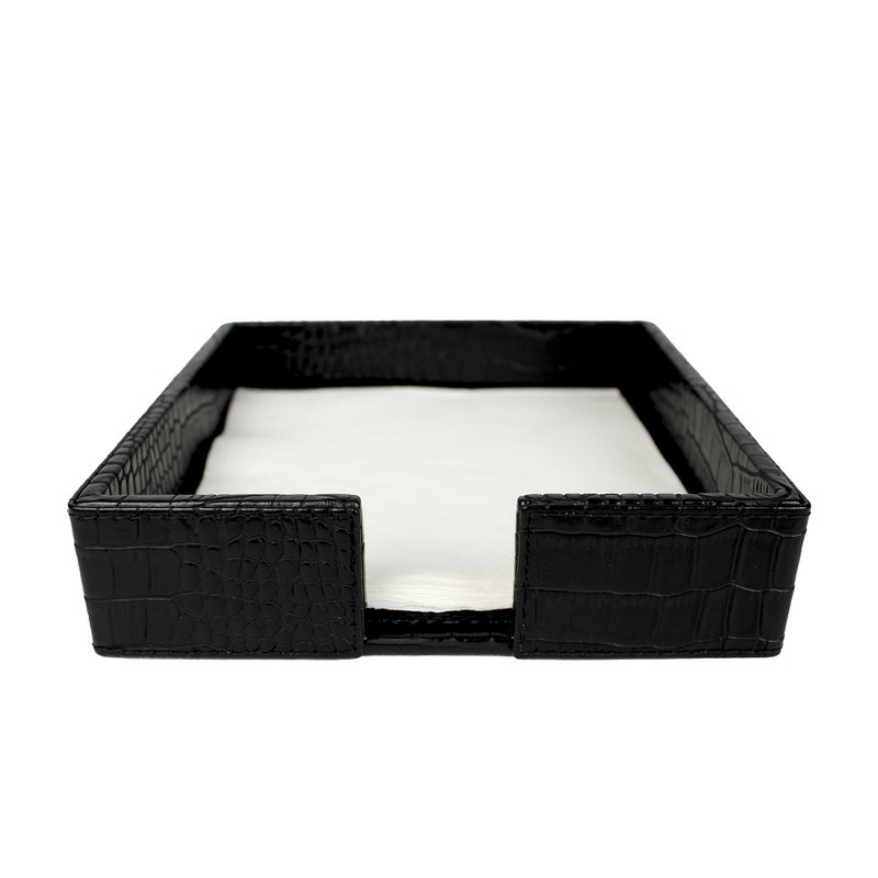 Soporte de servilleta cuadrado de cuero sintético de cuero de cuero negro