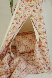 Baumwoll-Tipi-Zelt für Mädchen mit Blumendruck „Frühlingsgarten“
