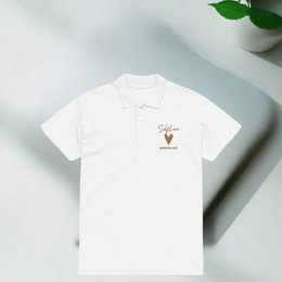 Self Love Premium piqué poloshirt met oudgouden borduursel