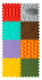 A set of 8 colorful, textured sensory toys in the shape of a hedgehog. The toys feature various textures and colors including red, gray, teal, brown, purple, orange, and green. The toys are made of premium quality, durable plastic and are designed to provide a stimulating sensory experience.