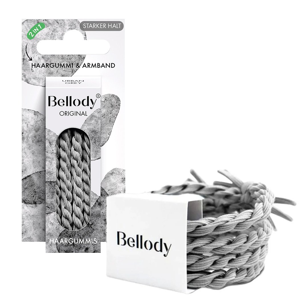 Haargummis Grau - Bellody®(4 Stk.) - Stylisch geflochtene Haargummis