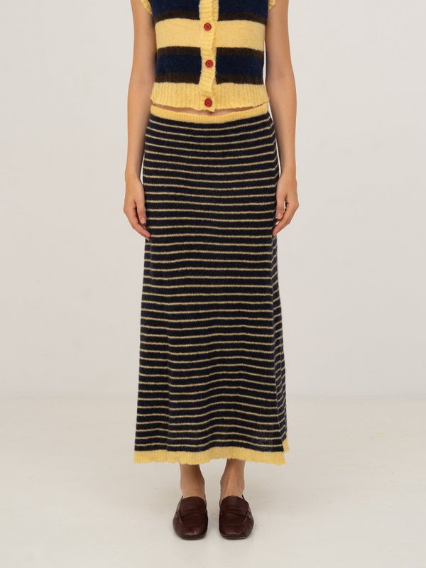 Charm stribet maxi-nederdel
