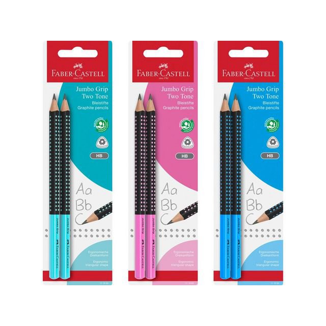 Pencil FC Jumbo Grip BC 2x graphite pencils ass. red/orange, blue/light and