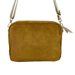 Borsa a tracolla da donna in pelle crosta con tasca frontale 57834