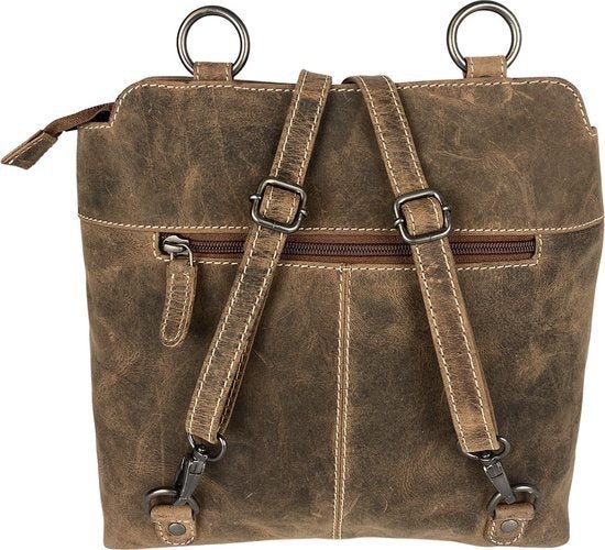 Theft -proof backpack Cognac -colored