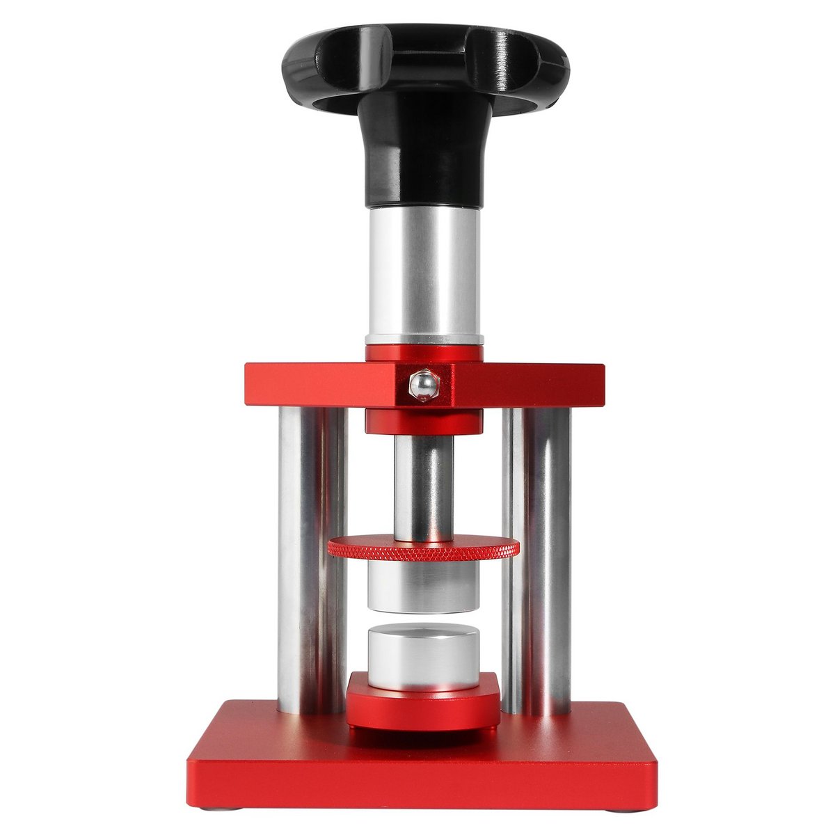Spindelpresse für Gläser und Gehäuse, Aluminium/Edelstahl, rot/silberfarben