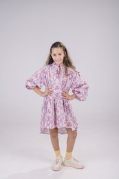 LAVENDEL VISKOSE RUFFET KJOLE