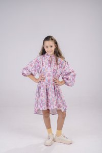 LAVENDEL VISKOSE KLEID MIT RÜSCHEN