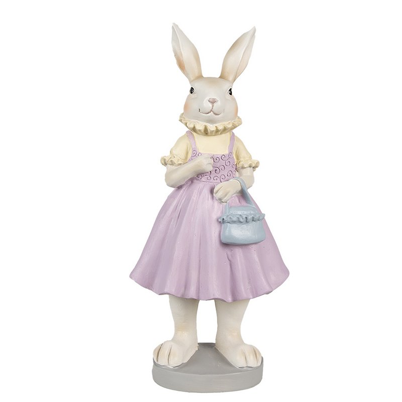 Hasenstatue 12x10x27 cm Braun Lila Polyresin Osterdekoration