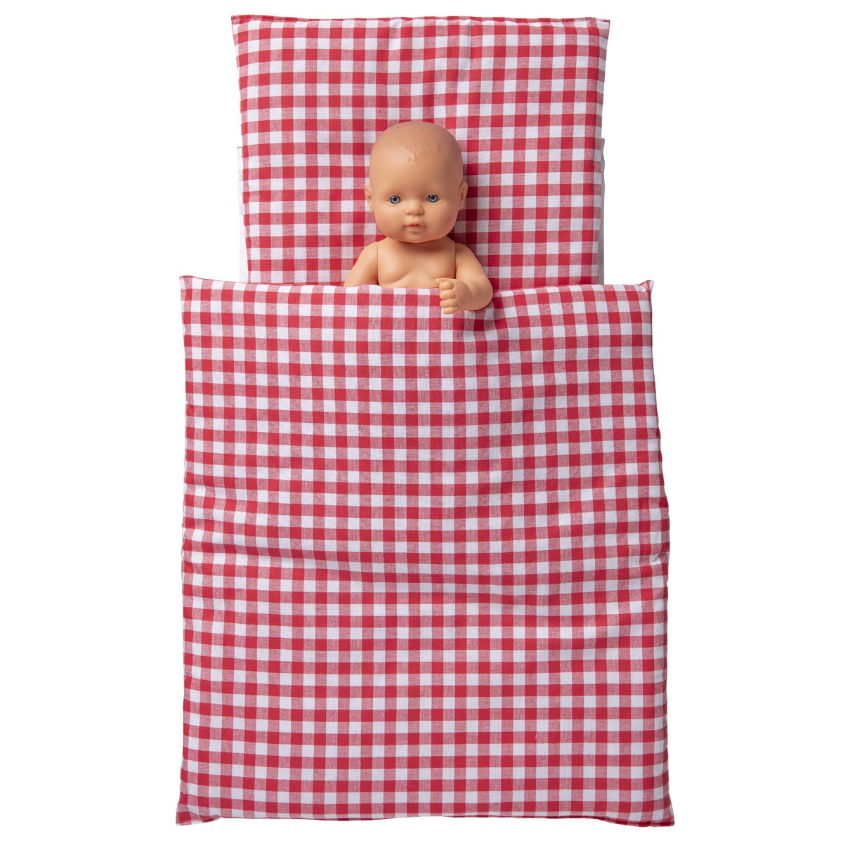 Van Dijk Toys Bed cover Red/White checkered 3 -piece - Red