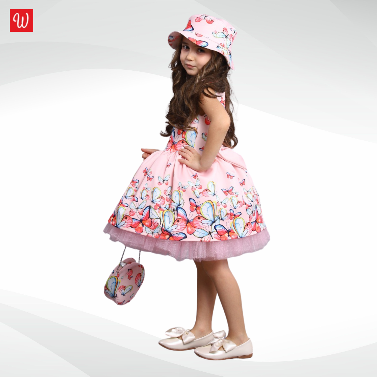 Kinderjurk met muts en tas "Butterfly"/BE 454-700