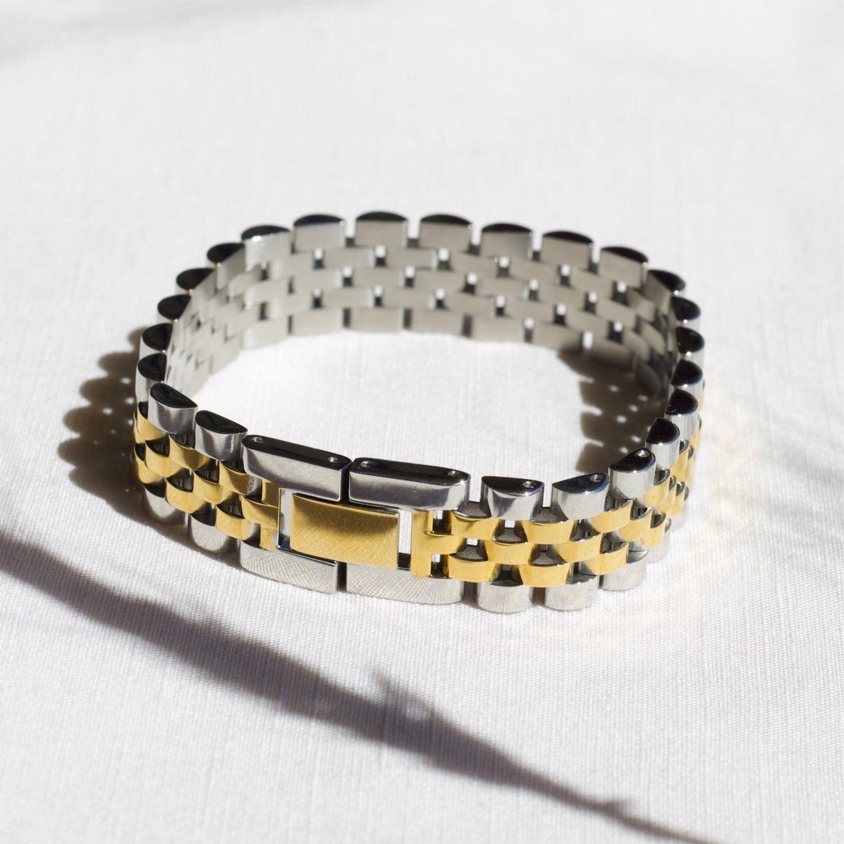 Yura - Woven Gold Silver Watch Chain Bracelet