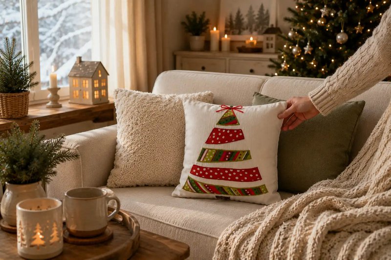 Árbol de Navidad colorido blanco y rojo – Funda de cojín / Kussenhoes – Navidad 45×45 cm – Urbane Hide