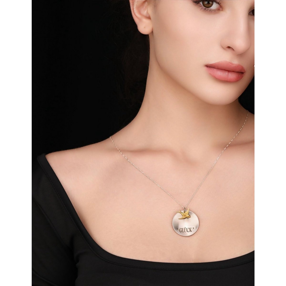 Collier CHANCE avec hirondelle - Argent sterling 925 - K925-113