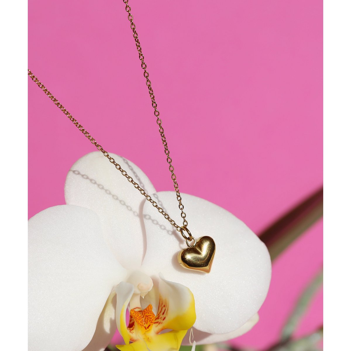 Linett - Gepofte gouden hart hanger ketting