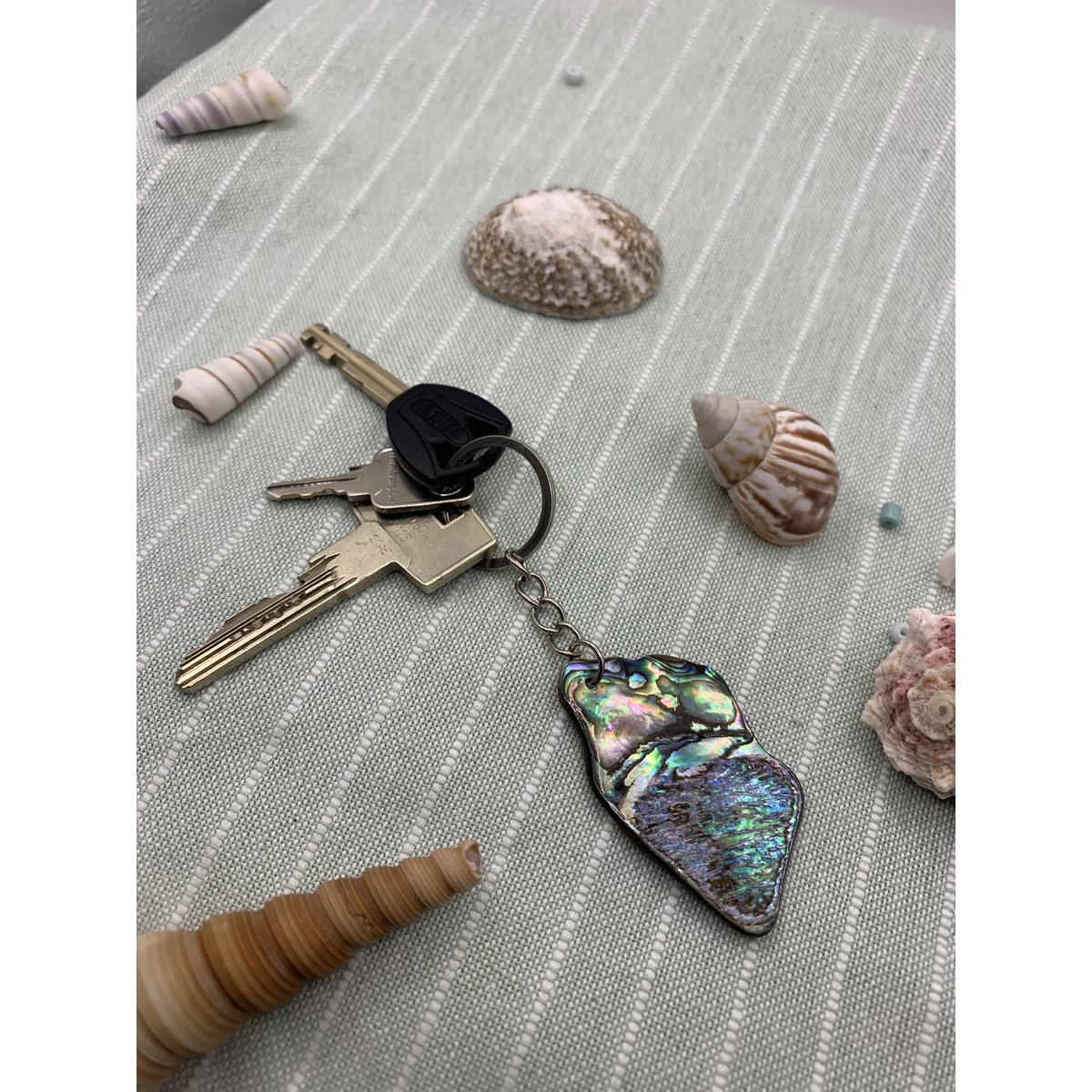 Abalone Keychain: Unique Abalone shell Keyring Accessory for Ocean Lovers