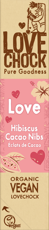 Pink chokolade med hibiscus og kakaonibs - Økologisk, plantebaseret og bæredygtig