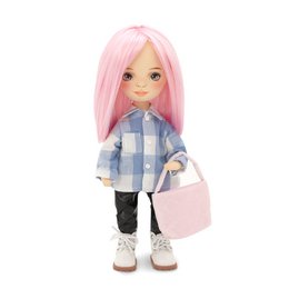 Zacht speelgoed, lieve zussen - Billie in een geruite shirt + bonusaccessoires set (35 cm)