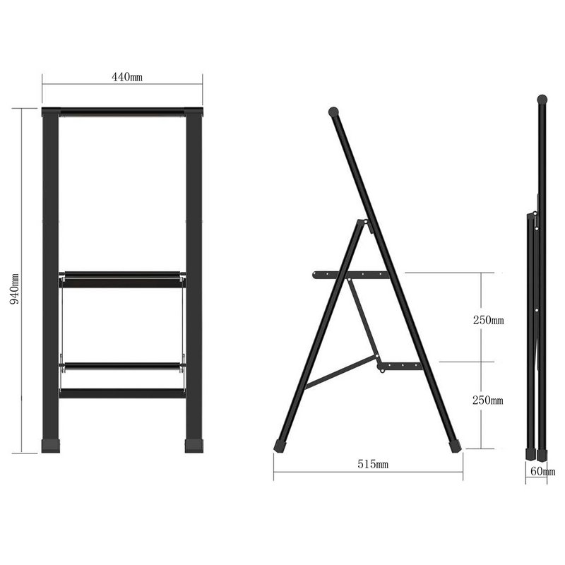 SORT ALUMINIUM STIGE 2 BAMBU TRÆ TRIN 44,5X5,4X99CM LL84579