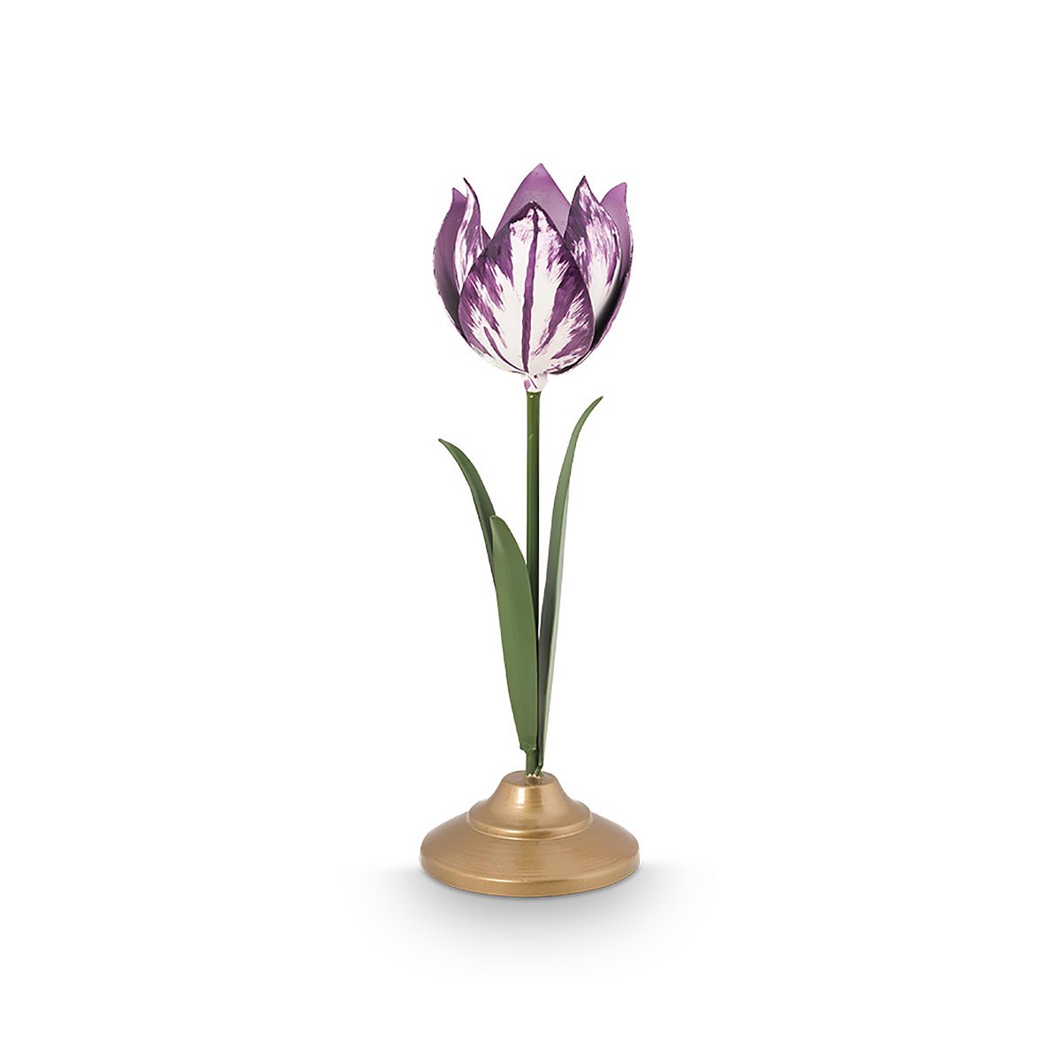 Set/2 Tulip Candle Holders Metal Lilac