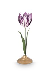 Set/2 Tulip Candle Holders Metal Lilac